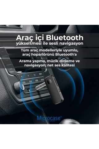 Microcase M18 2'si 1 Arada Bluetooth 5.3 Alıcı Verici Aux Adaptör - Araç İçi Eller Serbest Konuşma Kiti, Kablosuz Ses Transmitter Rx Tx Modlu - Al5779