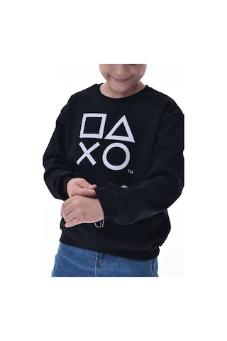 Playstation Baskılı Çocuk Sweatshirt Siyah Gamer Oyun Sever Sweat Siyah