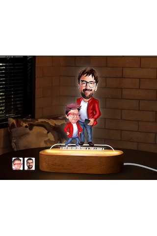 Bk Gift Kişiye Özel Baba-oğul Karikatürlü Dekoratif 3d Biblo Led Işıklı Gece Lambası-5, Babaya Hediye, Babalar Günü Hediyeleri Kobitmeyen138257 Bk Gif