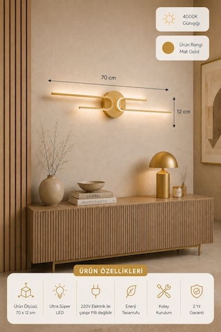 Mino Modern Led Duvar Apliği Günışığı Eskitme