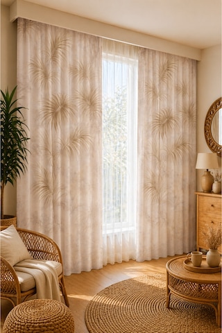 2 Adet 140x260 Cm Ölçüsünde Şık Dekoratif Fon Perde Koleksiyon Ekru
