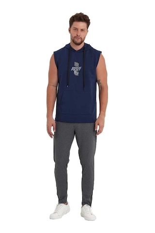 Adams Erkek Kapüşonlu Kanguru Cepli Kolsuz Sweatshirt 001