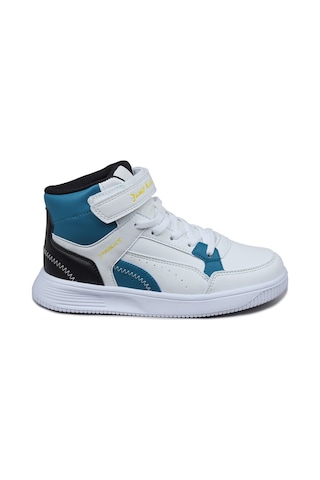 Jump 29185 Cırtlı Yüksek Bilekli Beyaz - Mavi Kız Çocuk Sneaker Günlük Spor Ayakkabı Beyaz - Mavi