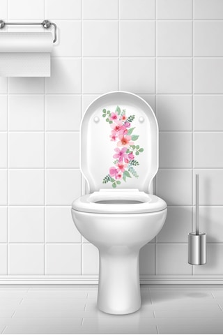 Soft Renkli Güller Klozet Kapağı ve Banyo Sticker Seti