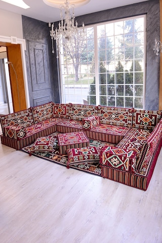 Şark Köşesi Takımı Bordo Anadolu Modeli 18 Parça 20 Cm Minder Kalınlığı Bordo