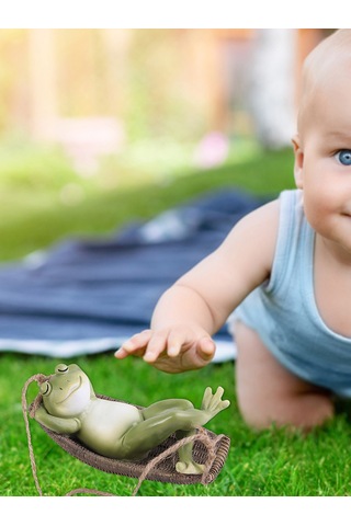 Bahçe Komik Kurbağa Heykeli Reçine Uyuyan Kurbağa Salıncak Heykelleri Üzerinde Patio Yard Çim Sundurma Arka Bahçesi