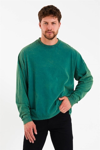 JAHR MARC Oversize Yeşil Uzun Kollu Erkek T-shirt Yeşil