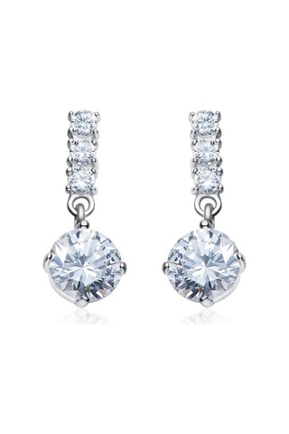 Monemel Kristal Taşlı Sallantılı Küpe Altın Kaplama E02307 Gümüş