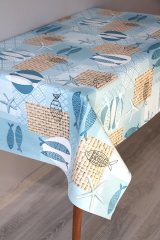 Elyaf Silinebilir Pvc Muşamba Masa Örtüsü 1253-1-balıkmavi Mavi