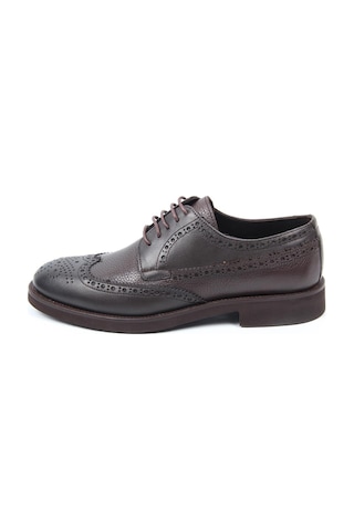 İgs Kahve Deri Klasik Erkek Ayakkabı Brogue Detaylı Bağcıklı Model-16243