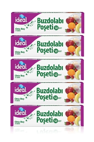İdeal Buzdolabı Poşeti Orta Boy 5 x 50'li 24 x 33 CM