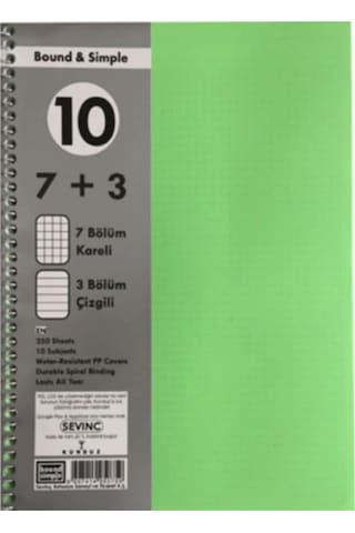 A4 7+3 250 Yaprak Pp Kapak Ayraçlı Defter Adet