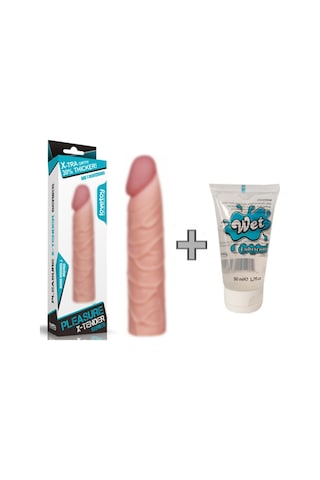 Truva Shop Lovetoy X-Tender Uzatmalı 2.5 Cm Dolgulu Realistik Penis Kılıfı + Jel