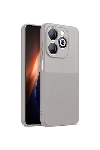 Infinix Tecno Spark Go 2024 / Smart 8 Serisi / Pop 8 / Spark 20c / Hot 40i Uyumlu Kamera Korumalı Tırtıklı Kaymaz İçi Kadife Yumuşak Silikon Kılıf-54278 Gri