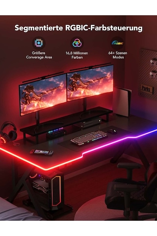Oyun Masası İçin Govee Rgbıc Neon Led Şerit, 5m Oyun Led Şerit, Kesilebilir Led Şerit, Razer Chroma İle Uyumlu Neon Tabela, 11 Müzik, 64+ Sahne, Rgb App Kontrolü Siyah