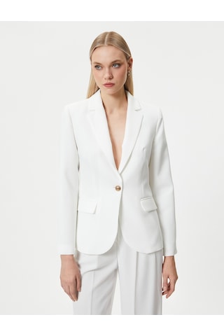 Koton Blazer Ceket Tek Düğmeli Kapaklı Cepli Kırık Beyaz 4sak50016uw 4SAK50016UW001 Ekru