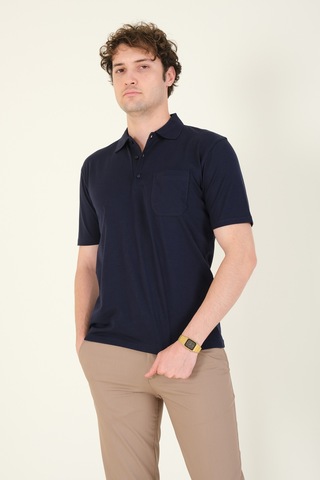 Giyim Dünyası Erkek Süprem Kumaş Cepli Polo Yaka T-shirt Lacivert 001