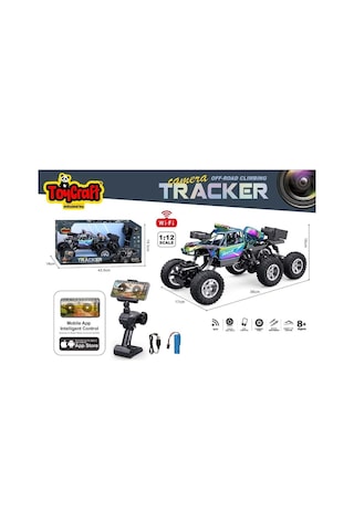 Kameralı 1:12 Telefon Kontrollü Off Road Araba Şarjlı, Duman Efektli, 6 Kanal Rc Araç