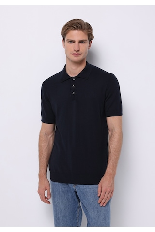 Colin's Colins Regular Fit Polo Yaka Jakarlı Erkek Lacivert Kısa Kol Kazak Cl1076268 Q1.v1 Nav