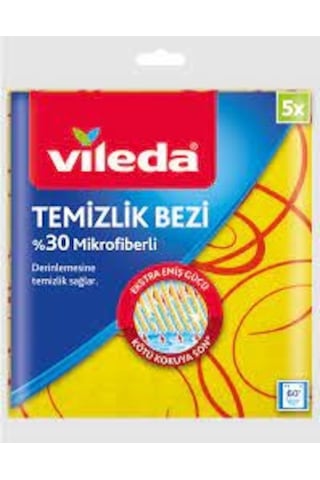 Vileda + %30 Mikrofiber Ekstra Emiş Gücü Temizlik Bezi 5'li