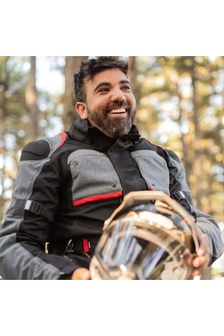 Motoanl Motosiklet Montu Uzun Model 4 Mevsim Full Korumalı Maxdura Kumaş Aırbag Toruıng Mont Gri
