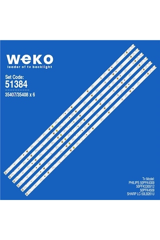 Wkset-6384 35407x6 35408x6 500tt26 V5 R 500tt56 V0 L Type Birleştirilmiş Led Kodu 6 Adet Led Bar Tvnizi Açıp İçindeki Led Barla Birebir Aynısı Olduğunu Görmeden Almayınız. Sonrasında İade Almamaktayız.