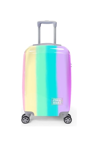 Coral High Renkli Çizgili Desenli Kabin Boy Valiz 50cm 16541 Çok Renkli