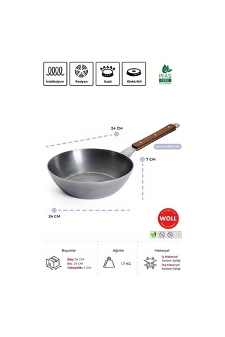 Woll Carbon Steel Sote Tavası 24 Cm Gümüş