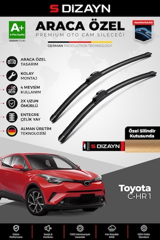 S-dizayn Toyota C-hr Ön Cam Silecek Seti 2016-2023 Premium Araca Özel 65-40 Cm A+ Kalite