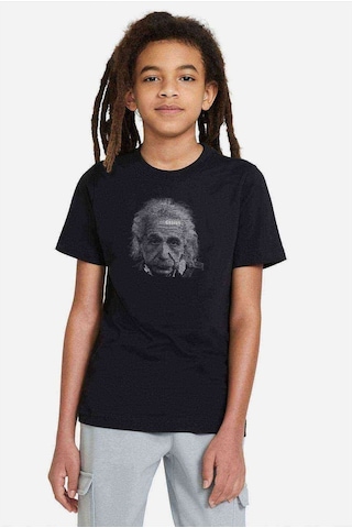 Tshirthane Albert Einstein Tipografi Baskılı Unisex Çocuk Siyah T-Shirt