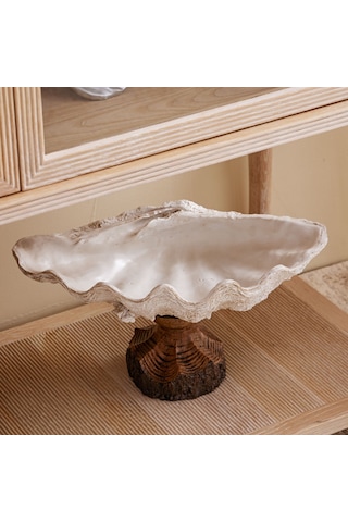 Mudo Home Shell Dekoratif Kase Beyaz 45x25x23 Cm