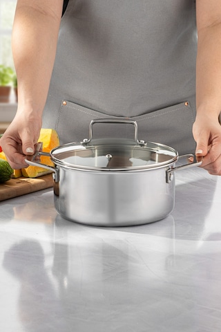 Emsan Pro Tri Ply Derin Tencere Çelik 24 Cm Gümüş