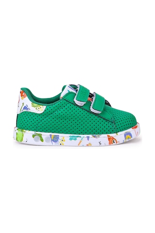 Kiko Kids Perforated Cırtlı Işıklı Erkek Bebek Spor Ayakkabı Yeşil