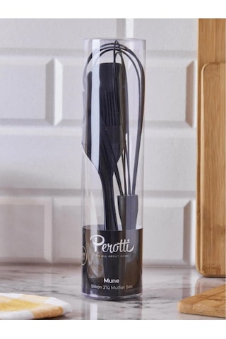 Perotti 15398 Mundo 3'lü Set Çırpıcı,spatula Ve Fırça Çırpıcı Seti Siyah Renkli