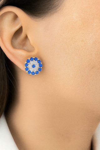 Çekirdekjewelry 925 Ayar Gümüş Minik Nazar Çivili Küpe Gri