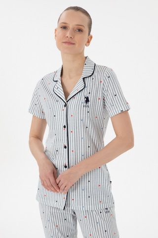 U.s. Polo Assn. Kadın Önden Düğmeli Boydan Patlı Kısa Kol Pijama Takım lacivert