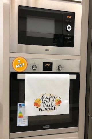 Valerine Life Bu Anın Tadını Çıkar Mutfak Kurulama Fırın Beyaz El Havlusu %100 Pamuklu 35x50cm 2 Ade Beyaz