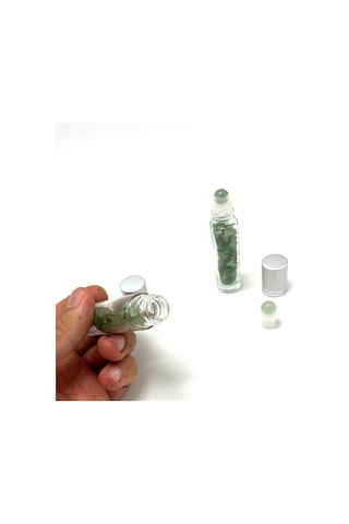 Yıldız Doğal Taş Sertifikalı A+nturin Doğal Taş Esans Şişesi + Roller Masaj Aleti 10 ML