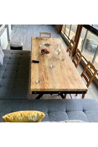 Doğal Ahşap Mutfak Masası-70-120-76 Cm Natürel