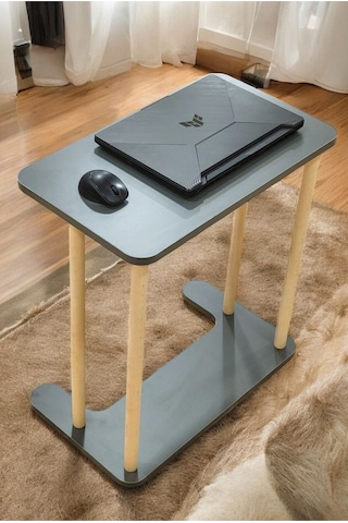 Yüksek Kalite Tekerlekli Laptop Sehpası Kahvaltı Masası Yan Sehpa Antrasit