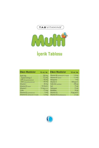 Tabvıtamıns Multı Mult. Multımın. Balık Yagı 200 Ml