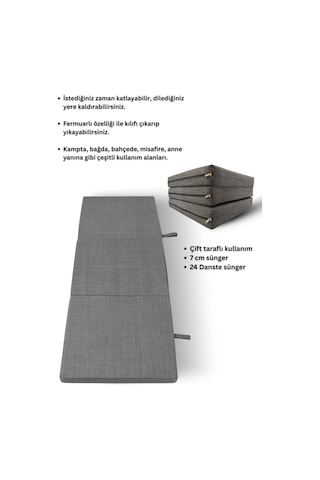 Gri Katlanır Sünger Misafir Yer Yatağı Ve Balkon Minderi 7cm Gri