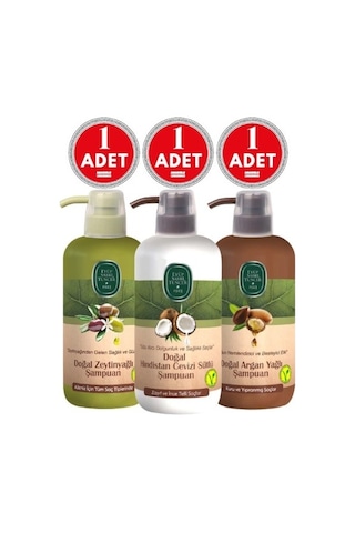 Eyüp Sabri Tuncer Argan Yağlı + Hindistan Cevizi Sütlü + Zeytinyağlı Şampuan 3 x 600 ML
