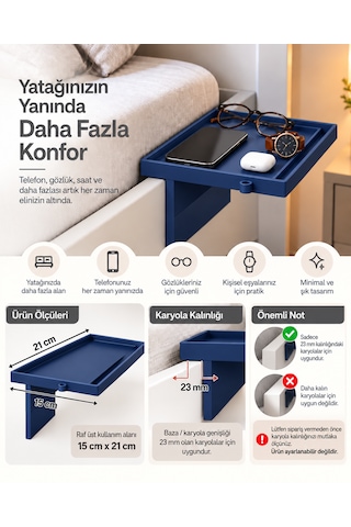 Yatak Yanı Pratik Raf Lacivert