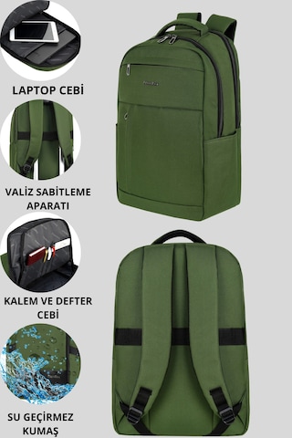 Freedom 15.6" - 16.1" Notebook Bilgisayar Laptop Sırt Çantası, Günlük Sırt Çantası Yeşil