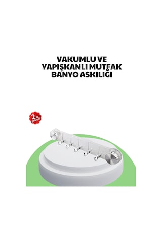 Mutfak Ve Banyo Askılığı Vakumlu Yapışkanlı 5 Askı Bölmeli Çok Renkli
