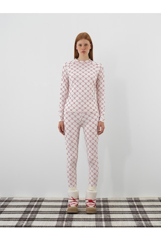 Xint Ekru Esnek Dokulu Slim Fit Tayt 470521