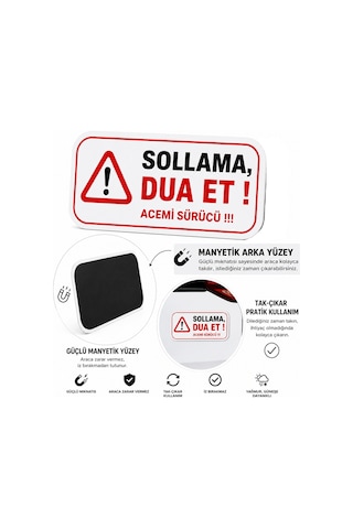 Mega Oto Market Acemi Şoför - Acemi Sürücü Magneti Tak Çıkar Manyetik Araba Bagaj Uyarı Levhası - Sollama Dua Et
