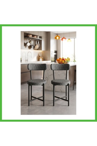 Vaveni Sandalye 2 Adet Keten Kumaş Metal Ayak Modern Mutfak Sandalyesi Cafe Balkon Ofis Teddy 9813 Antrasit Arz