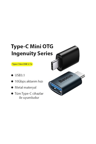 Baseus Type-c To Usb 3.1 Dönüştürücü Adaptör Mini Otg Ingenuity Series Zjjq000003